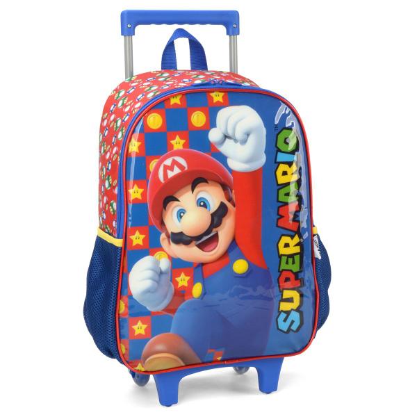 Imagem de Mochila De Rodinhas Escolar Luxcel Super Mario Bros Estrelas