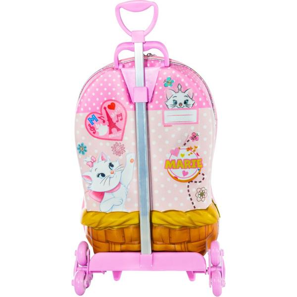 Imagem de Mochila de Rodinhas Gata Marie Escolar Infantil 3D Meninas