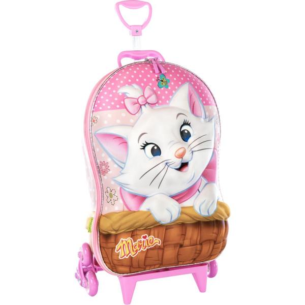 Imagem de Mochila de Rodinhas Gata Marie Escolar Infantil 3D Meninas