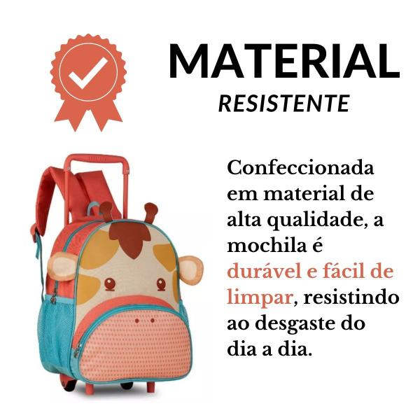 Imagem de Mochila De Rodinhas Girafa Girafinha Infantil Pets Oficial C/ Orelhinhas Em Pelúcia - Clio