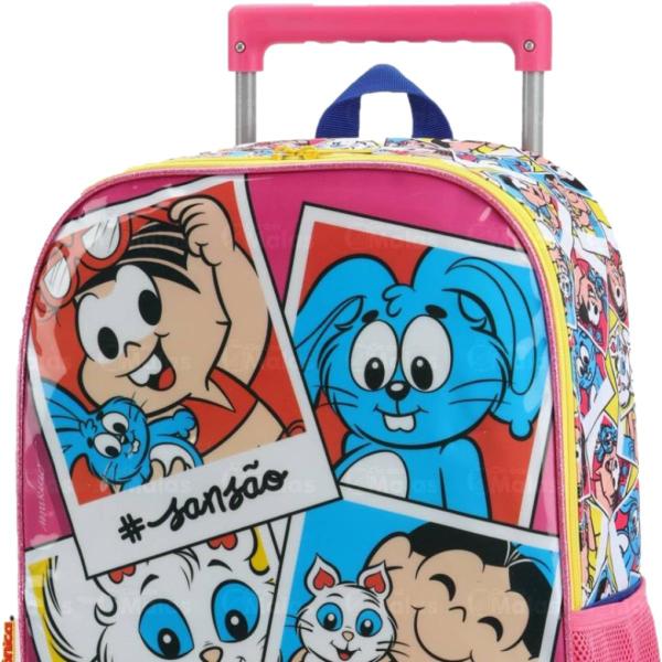 Imagem de Mochila De Rodinhas Infantil Escolar Mônica e Magali Rosa