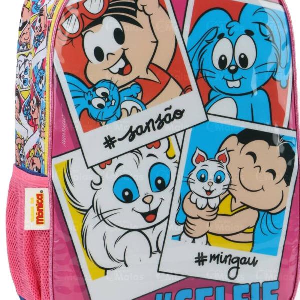 Imagem de Mochila De Rodinhas Infantil Escolar Mônica e Magali Rosa