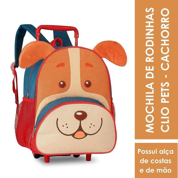 Imagem de Mochila De Rodinhas Infantil Escolar Pets Selva Tamanho 13 - Vários Modelos - Clio