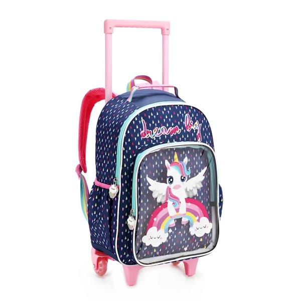 Imagem de Mochila De Rodinhas Infantil Feminina Bolsa Menina Unicornio