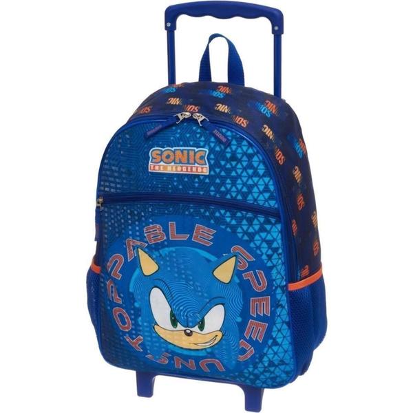 Imagem de Mochila de Rodinhas Infantil Masculina Sonic na Cor Azul Ref: 989E01