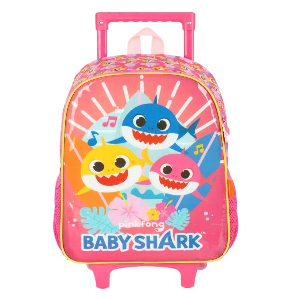 Imagem de Mochila De Rodinhas Menina Baby Shark Infantil Rosa Luxcel