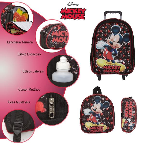 Imagem de Mochila de Rodinhas Menino Mickey Mouse + Lancheira + Estojo