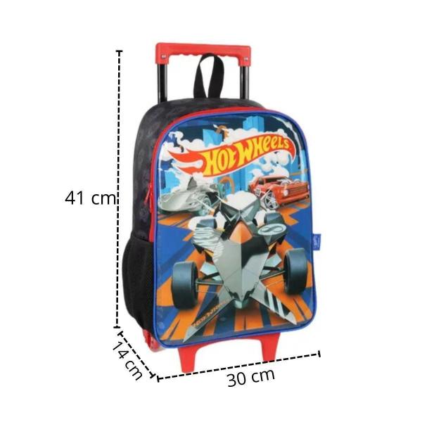 Imagem de Mochila De Rodinhas Preta Hot Wheels Infantil Masculina