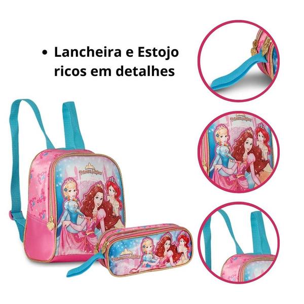 Imagem de Mochila De Rodinhas Princesas Mágicas C/ Lancheira Térmica E Estojo - Escolar Infantil -Clio