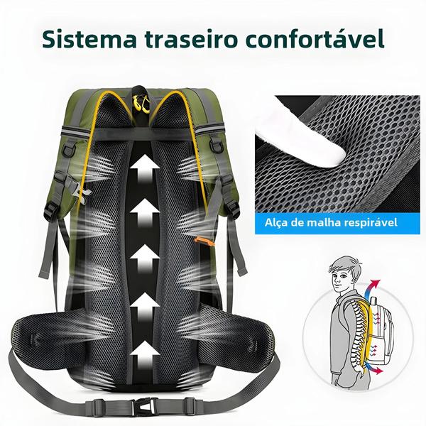 Imagem de Mochila de Viagem à Prova d'Água 50L - Ideal para Homens, Caminhadas, Camping e Esportes