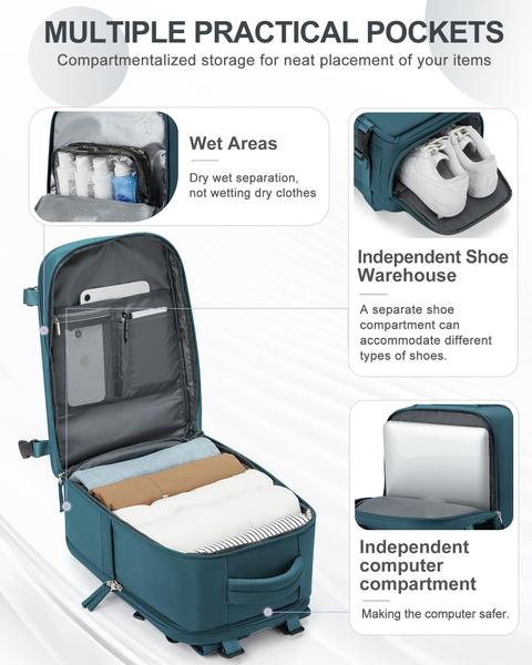 Imagem de Mochila de viagem coowoz Carry On para mulheres e homens com compartimento para laptop