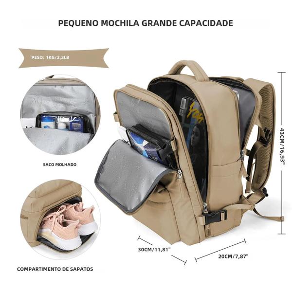 Imagem de Mochila de Viagem de Mão para Avião (Ryanair, EasyJet) - 40x30x20cm - com Porta para Laptop