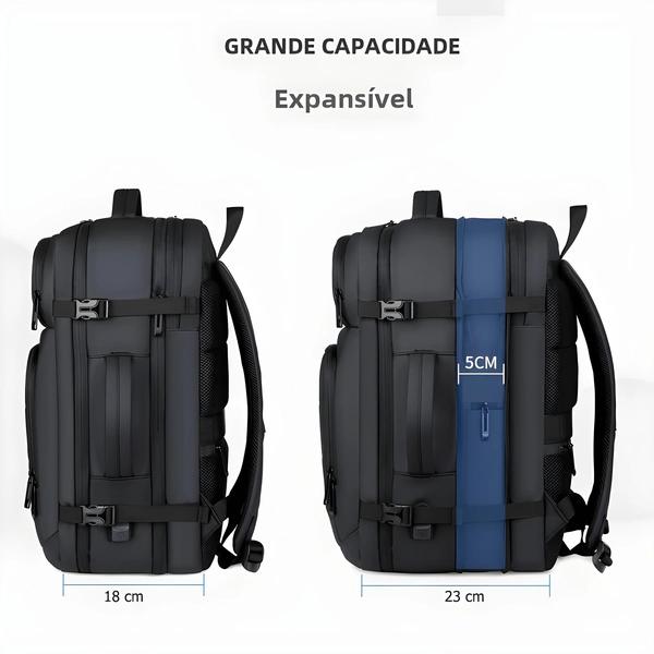 Imagem de Mochila de Viagem Expansível 40L à Prova D'Água com Porta USB