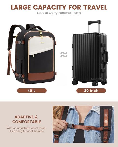 Imagem de Mochila de viagem LOVEVOOK 40L para mulheres com compartimento para laptop de 17"