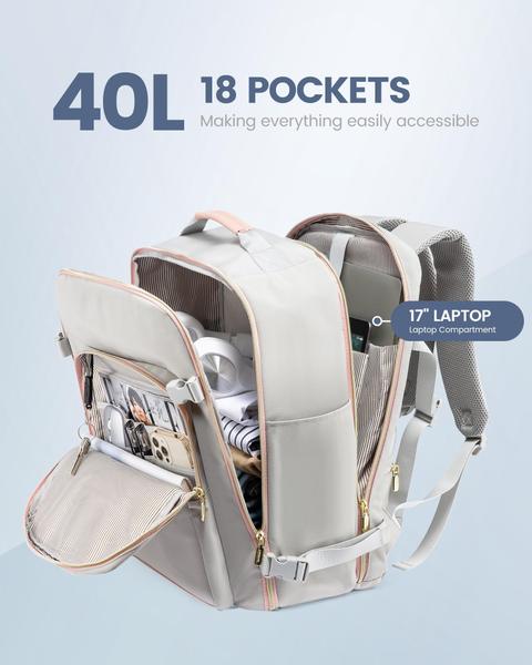 Imagem de Mochila de viagem LOVEVOOK Carry on 40L impermeável para laptop de 17 polegadas