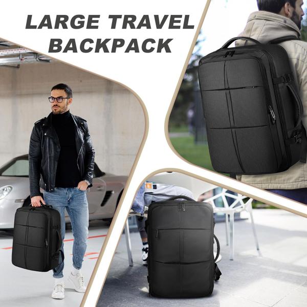 Imagem de Mochila de viagem, mochila extra grande, mochila de mão, bolsa grande expansível de 50 litros aprovada para voos, mala de negócios impermeável, mochila casual para laptop de 17 polegadas, presentes para homens e mulheres