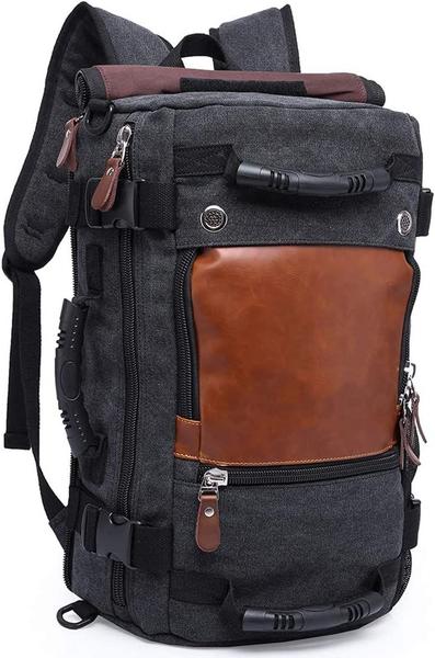 Imagem de Mochila de viagem para laptop, mochila de lona, ajuste para notebook de 15,6", alça de ombro oculta (preta)