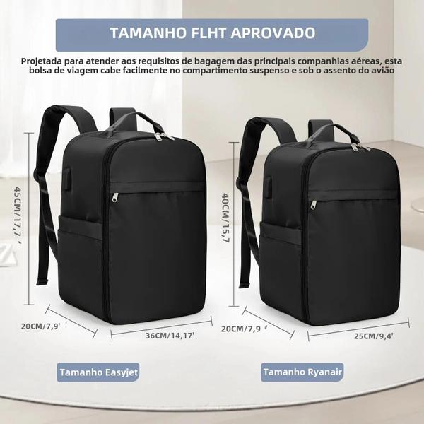 Imagem de Mochila de Viagem Unissex Ryanair/Easyjet - 40x20x25cm - Para Laptop