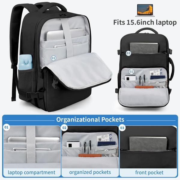 Imagem de Mochila de viagem ZOMFELT para mulheres e homens com laptop de 15,6" preta