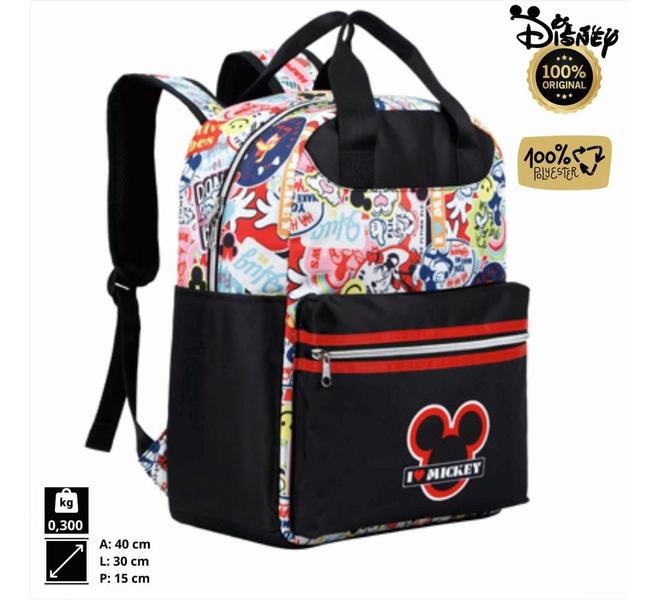 Imagem de Mochila Disney 100 Personagens Clássicos 30x40x15cm - Design Mágico e Resistente