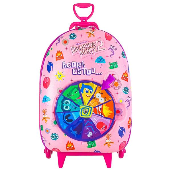 Imagem de Mochila Divertidamente 2 Roleta Rosa Disney Mala Escolar Infantil Com Rodinhas - Maxtoy