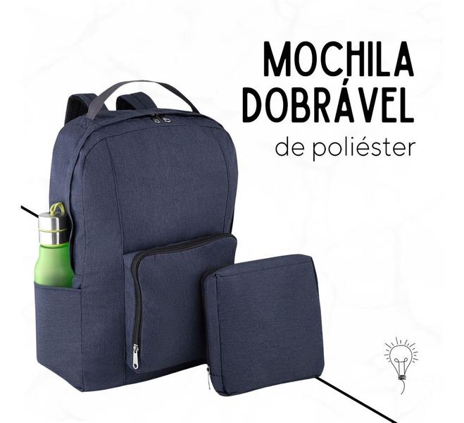 Imagem de Mochila Dobrável Bolsa Resistente De Poliéster - Cinza