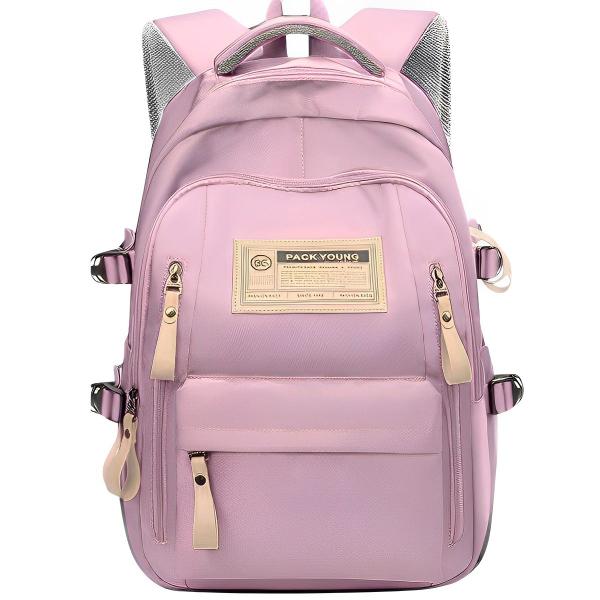 Imagem de Mochila e Costas Bolsa Escolar Reforçada Prova da Água Prática Faculdade Notebook Preta Feminina Grande Alça Ajustável