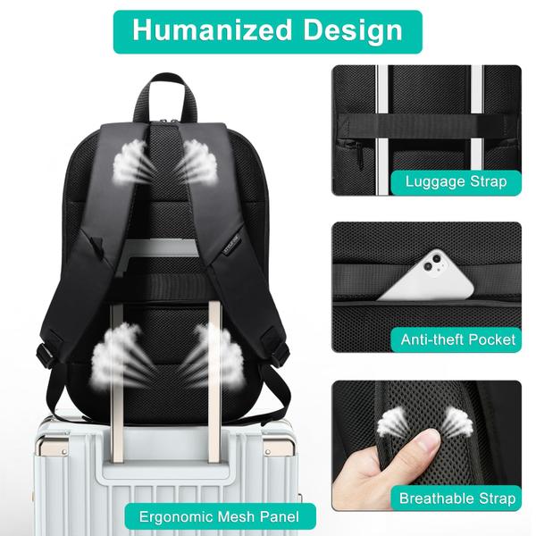 Imagem de Mochila empresarial hk para homens, fina, impermeável, de 43 cm, para laptop de 17 polegadas