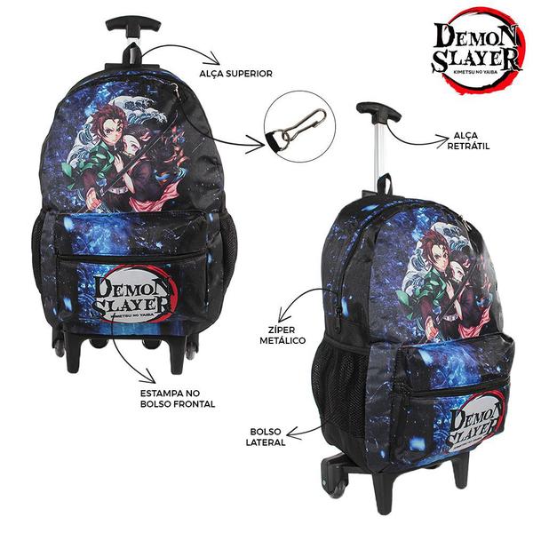 Imagem de Mochila Escola Demon Slayer Rodinha Kit Lancheira+Estojo