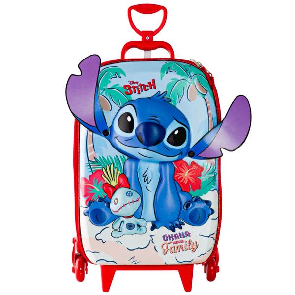 Imagem de Mochila Escolar 3D De Rodinha Tripla Mala Infantil Stitch Disney - Maxtoy Diplomata