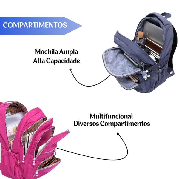 Imagem de Mochila Escolar Adolescente Feminina Estilosa Reforçada Faculdade Grande - Cores