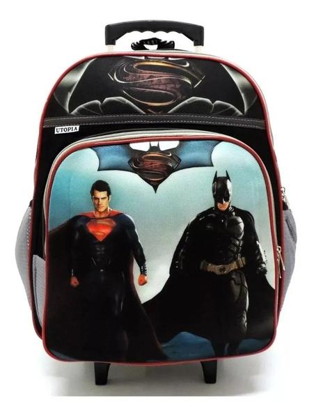 Imagem de Mochila Escolar Batman Vs Superman Rodinhas G + Lancheira F4