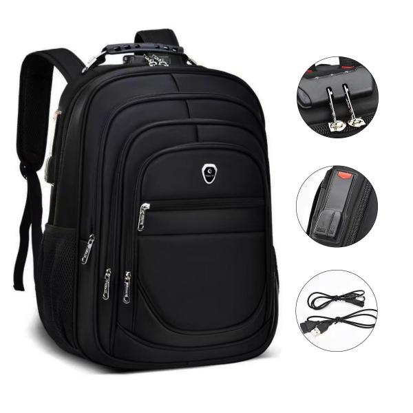 Imagem de Mochila Escolar Bolsa Executiva Faculdade Grande Masculina Trava Anti Furto Espaço Notebook