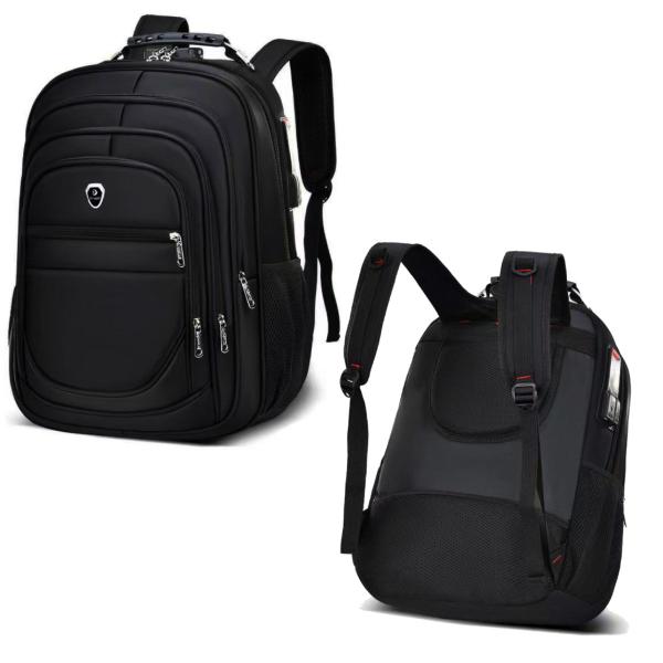 Imagem de Mochila Escolar Bolsa Executiva Grande Masculina Trava com Senha Espaço Notebook Cabo Espaço Garrafa