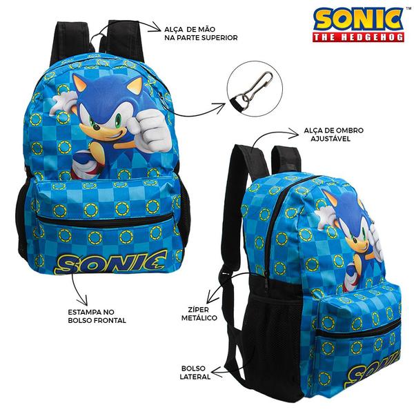 Imagem de Mochila Escolar Bolsa Sonic Runner Colors Sega Costas