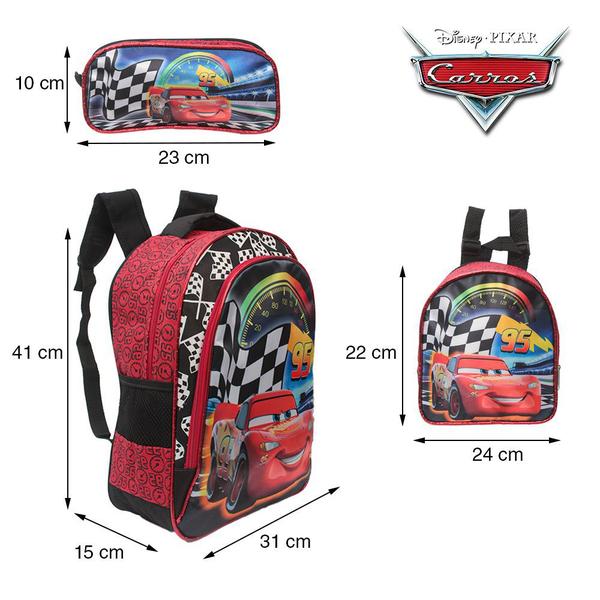 Imagem de Mochila Escolar Carros Disney Costas Kit Lancheira+Estojo