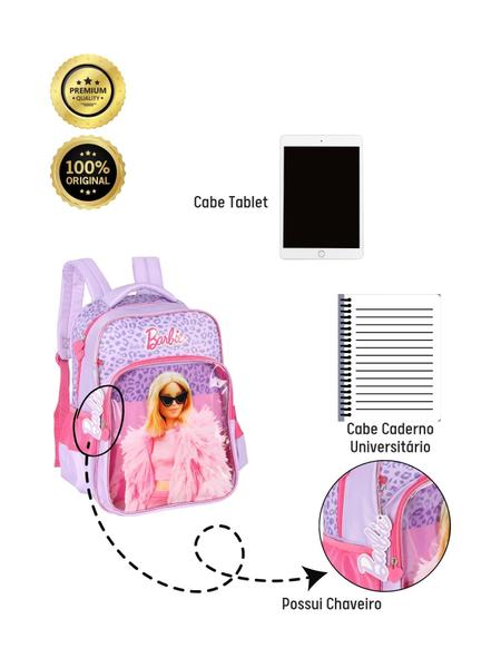 Imagem de Mochila Escolar Costas Barbie PopSatr IS41441