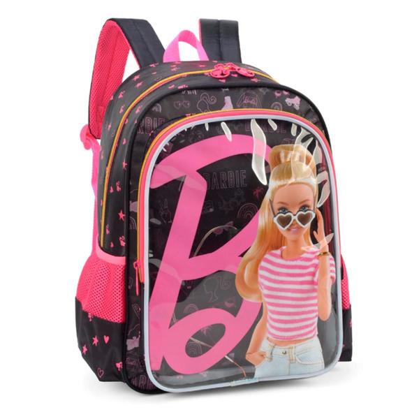 Imagem de Mochila Escolar Costas Barbie Preta E Rosa Com Luz Infantil