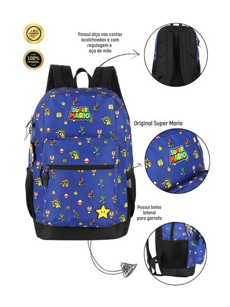 Imagem de Mochila Escolar Costas Juvenil Super Mario Ms47570 - ul