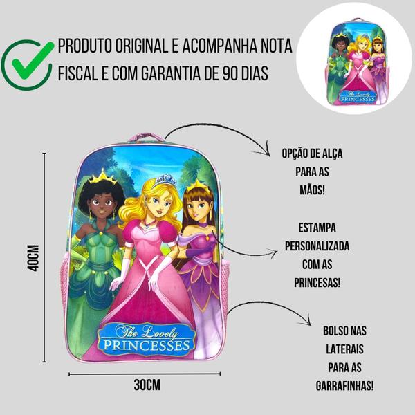 Imagem de Mochila Escolar Costas Princesas Brilho Winth BPD33063