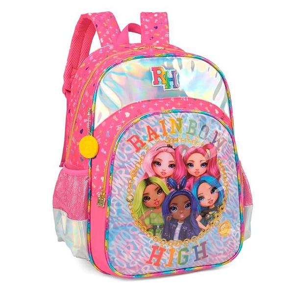 Imagem de Mochila Escolar Costas Rainbow high Rosa Infantil