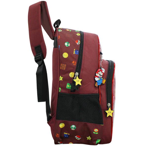 Imagem de Mochila Escolar De Alças 2 Bolsos Super Mario Infantil - Vinho