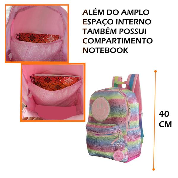 Imagem de Mochila Escolar De Alças Smile Peluciado Chaveiro Pop It