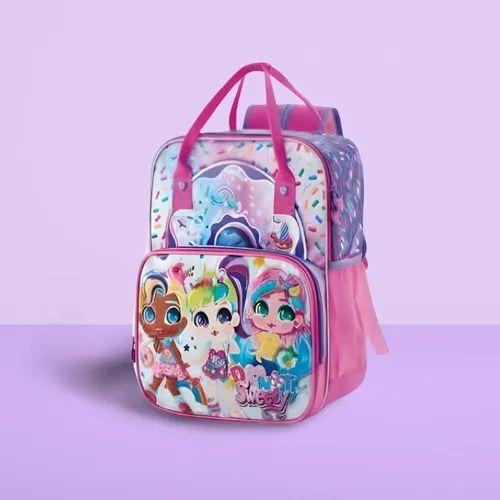 Imagem de Mochila Escolar De Costas E Mão Menina Sorvete Rosa Donut Sweety