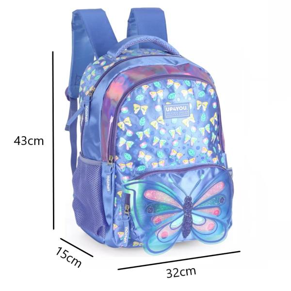 Imagem de Mochila Escolar de Costas Infantil Borboleta Glitter Luxcel