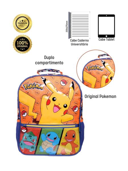 Imagem de Mochila Escolar de Costas Pokemon Original 13622