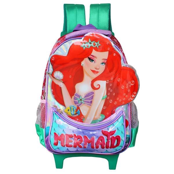 Imagem de Mochila Escolar De Rodas Mermaid 3D Infantil Feminina Denlex