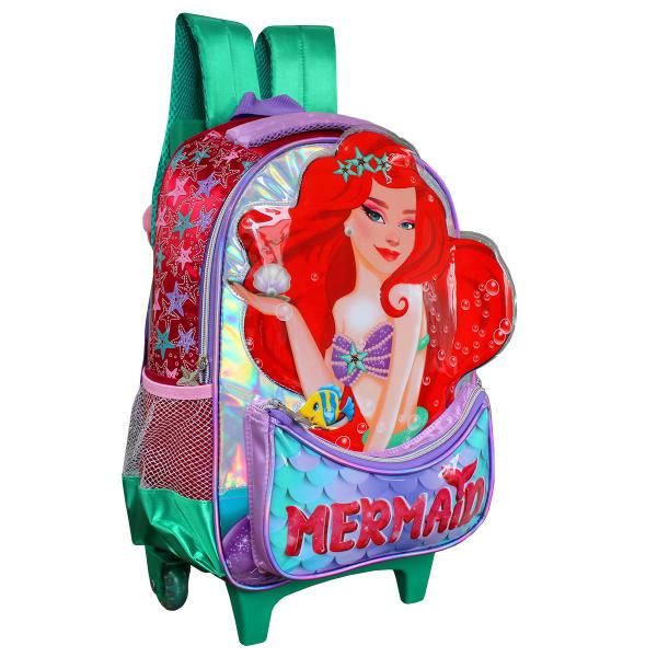 Imagem de Mochila Escolar De Rodas Mermaid Feminina Infantil Denlex