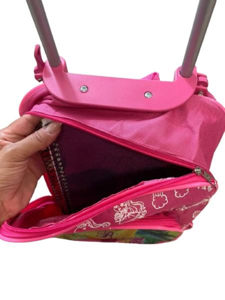 Imagem de Mochila Escolar De Rodinha Pequena Bolsa Infantil Creche Menina Personagem Urso