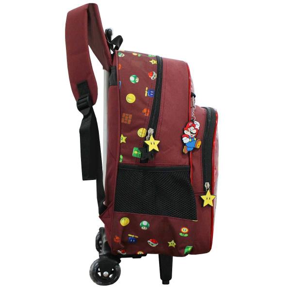 Imagem de Mochila Escolar De Rodinhas 2 Bolsos Super Mario Infantil